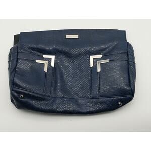 Miche McCall Vintage Shell Only Navy Blue Silver Trim Faux Snake Skin EUC